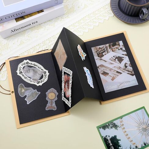 Scrapbook Album 6x8 Inch, Gift Card Book, Photo Album Scrapbook, Small Photo Albums with Corner Stickers and Leather Rope, Paper Memory Book for Wedding Anniversary, Birthday, Mother’s Day in Saudi Arabia