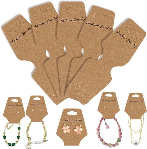 50PCS Jewelry Display for Vendors – Self-Adhesive Bracelet Holder and Bracelet Display Cards for Necklaces, Earrings, and Accessories, Hanging Jewelry Packaging for Craft Fairs and Stores in Saudi Arabia