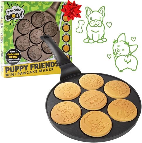 Kitty Friends Mini Pancake Pan - Make 7 Unique Flapjack Cat Designs, Nonstick Pan Cake Maker Griddle for Breakfast Kitten Fun & Easy Cleanup, Fun Animal Gift in Saudi Arabia