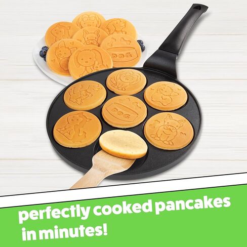 Kitty Friends Mini Pancake Pan - Make 7 Unique Flapjack Cat Designs, Nonstick Pan Cake Maker Griddle for Breakfast Kitten Fun & Easy Cleanup, Fun Animal Gift in Saudi Arabia