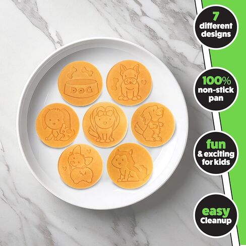 Kitty Friends Mini Pancake Pan - Make 7 Unique Flapjack Cat Designs, Nonstick Pan Cake Maker Griddle for Breakfast Kitten Fun & Easy Cleanup, Fun Animal Gift in Saudi Arabia