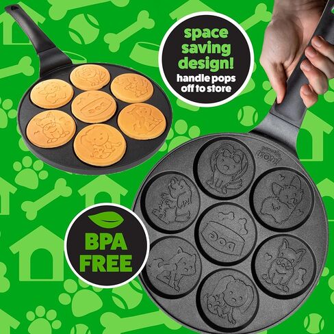 Kitty Friends Mini Pancake Pan - Make 7 Unique Flapjack Cat Designs, Nonstick Pan Cake Maker Griddle for Breakfast Kitten Fun & Easy Cleanup, Fun Animal Gift in Saudi Arabia