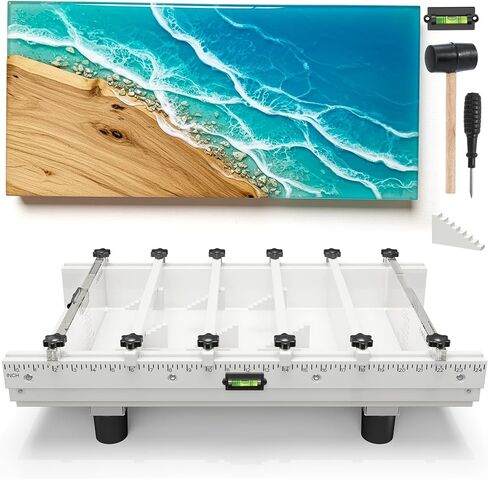 قالب إيبوكسي، قالب راتنجات إيبوكسي من راتينج ريفر تيبل مع مقسم قابل للتعديل، 24 × 12 × 3 بوصة مع مستوى الفقاعات، نظام ملء المشبك ولوحة عمق شفافة مثالية in Kuwait