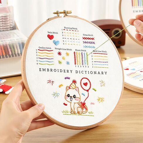 ZenQuirk Hand Embroidery Kit for Beginners, Cross Stitch Kits for Adults, 8-Inch Hoop, Threads & Needles, Complete Starter Kit for DIY Needlework Gift (Style F) in Saudi Arabia