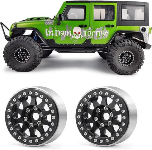 Aluminum Alloy 1.9" Beadlock Wheels Rims Hub for RC 1/10 TRX4, Axial SCX10-II, D90 Scale RC Crawler Car (Bright Silver+Bright Black) in Saudi Arabia