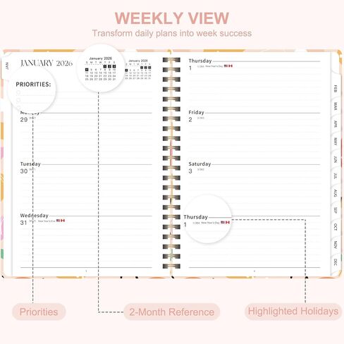 2026 Planner, Weekly and Monthly Calendar Agenda Planner, Jan 2026 - Dec 2026, Academic Planning Book, Desk Accessories and School Supplies for Women & Men - A5 (6.3" x 8.5") in Kuwait