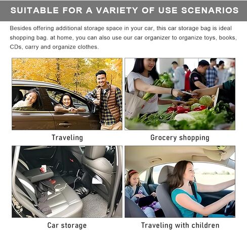 Car Seat Organizer, Collapsible Large Capacity Passenger Seat Storage Organizer, Backseat Storage Travel Bag with Drawstrings, Multifunctional Car Hanging Bag for Back Seats in Saudi Arabia