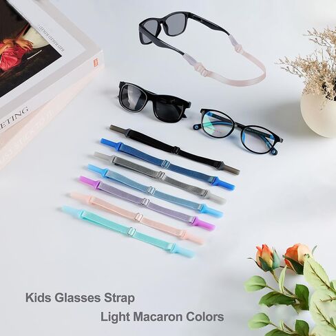 Kids Glasses Straps(6.5-10inch)-Adjustable Glasses Strap Sports Sunglasses Eyeglasses Holder Straps for Toddler and Kids-Eyewear Retainers for boys and girls age 3-12 years (4pcs Black) in Kuwait