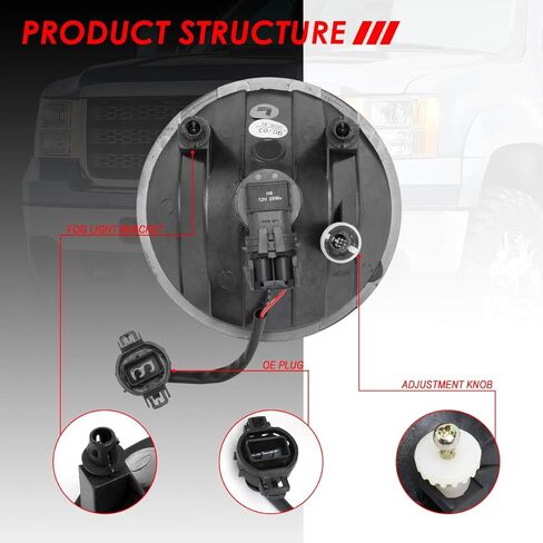 مجموعة مصابيح الضباب من Auto Dynasty متوافقة مع 2007-2014 GMC Sierra 1500 2500HD 3500HD، مصباح ضباب مع استبدال أحزمة الأسلاك، جانب راكب السائق، عدسة مدخنة in Kuwait