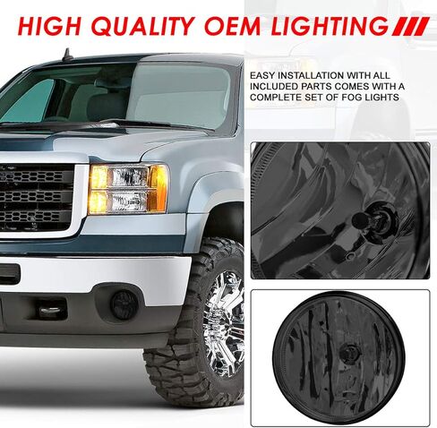 مجموعة مصابيح الضباب من Auto Dynasty متوافقة مع 2007-2014 GMC Sierra 1500 2500HD 3500HD، مصباح ضباب مع استبدال أحزمة الأسلاك، جانب راكب السائق، عدسة مدخنة in Kuwait
