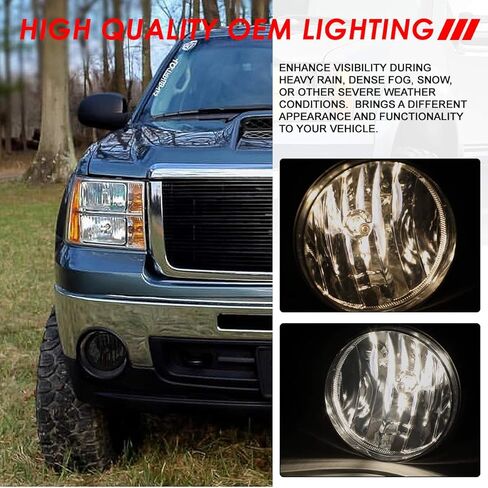 مجموعة مصابيح الضباب من Auto Dynasty متوافقة مع 2007-2014 GMC Sierra 1500 2500HD 3500HD، مصباح ضباب مع استبدال أحزمة الأسلاك، جانب راكب السائق، عدسة مدخنة in Kuwait