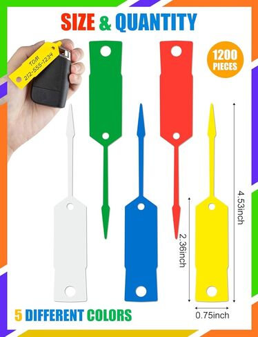 1200PCS Yellow Self Locking Arrow Key Tags Plastic ID Car Key Tags, Self Lock Keys Ring Labels for Office Automotive Shop Suppliers(4.5 x 0.7 inches) in Saudi Arabia