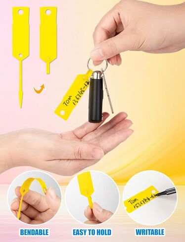 1200PCS Yellow Self Locking Arrow Key Tags Plastic ID Car Key Tags, Self Lock Keys Ring Labels for Office Automotive Shop Suppliers(4.5 x 0.7 inches) in Saudi Arabia