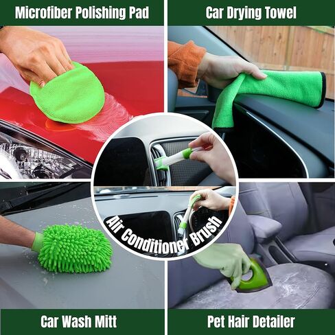 26 Pcs Car Detailing Kit – Complete Interior & Exterior Car Cleaning Set with Drill Brush Attachments, Detailing Brushes, Wheel & Tire Brush, Microfiber Towels, Wash Mitt, Pet Hair Remover in Saudi Arabia