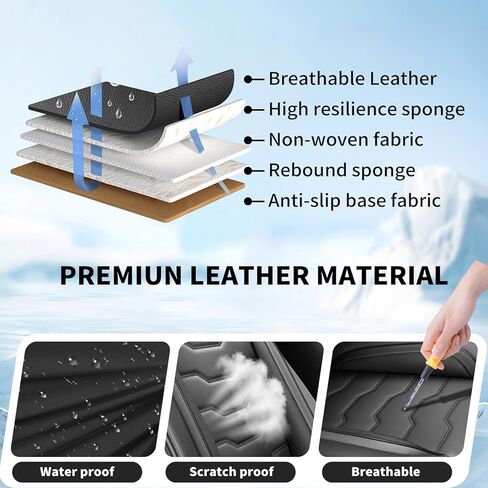 Fit Colorado Car Seat Covers Compatible with Chevrolet/Chevy Colorado 2015-2025 2026 - Full Set Premium Leather， Waterproof Breathable， All-Weather Seat Cushion Protecto （Full Set,Black in Saudi Arabia