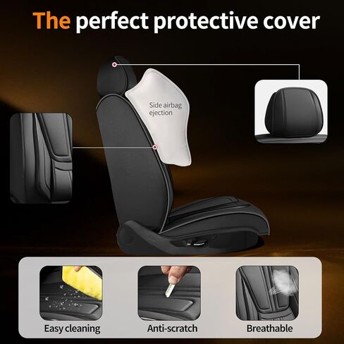 Car Seat Covers Compatible with Mazda CX-5 2013-2023 2024 2025 2026.Full Coverage Waterproof Leather,Compatible with Airbag,All - Weather Seat Cushion Protector(Full Set, Black) in Kuwait