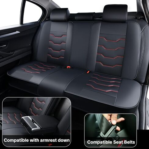غطاء مقعد السيارة لسيارة Hyundai Elantra 2003-2016، أغطية مقاعد السيارة بخطوط حمراء، جلد PU مقاوم للماء، مجموعة كاملة من 5 مقاعد، مقاومة للتآكل، غير قابلة للانزلاق، تجميل الجزء الداخلي in Saudi Arabia