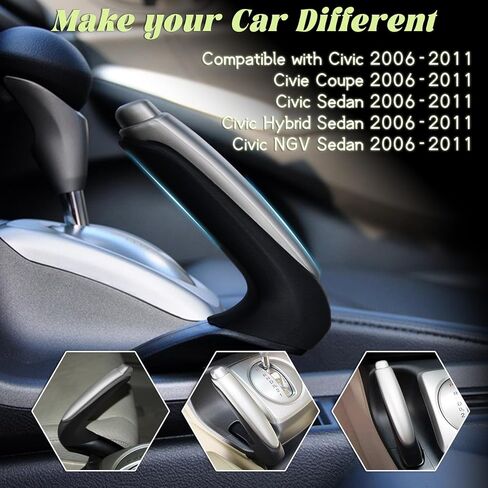 غطاء مقبض فرامل اليد متوافق مع Honda Civic 2006-2011 47115-SNA-A82Z مقبض فرامل الطوارئ باللون الفضي in Kuwait