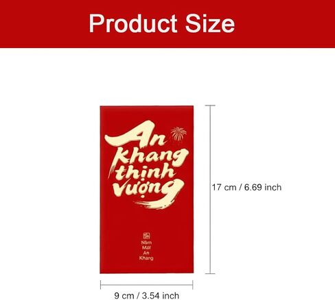 40 Pack Vietnamese New Year Red Envelopes (Li Xi/Hong Bao) for Money, Lunar New Year Cash Gift Envelopes, 40 Traditional Designs, 6.37 x 3.54 Inches in Saudi Arabia
