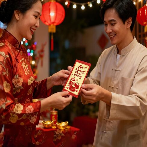 40 Pack Vietnamese New Year Red Envelopes (Li Xi/Hong Bao) for Money, Lunar New Year Cash Gift Envelopes, 40 Traditional Designs, 6.37 x 3.54 Inches in Saudi Arabia