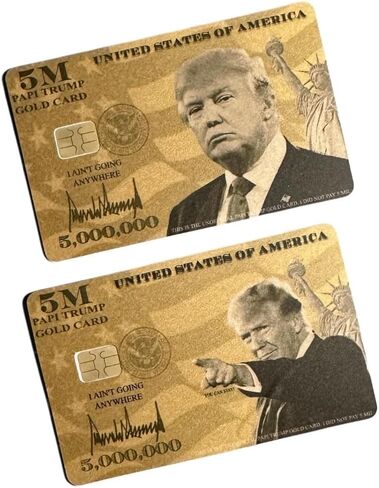 Trump $5 Million Dollar Gold - Card Stickers - 2 Card Skins for Credit, Debit & Other Cards - Air Release Channels, No Impact on Card Use in Saudi Arabia