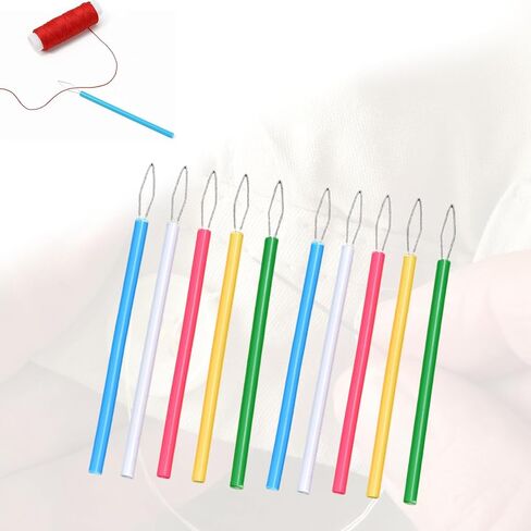 Set of 10 Needle Threaders Tool Cylindrical Handle for Hand Sewing Embroidery Cross Stitch Beading Threading DIY(Multicolor) in Saudi Arabia