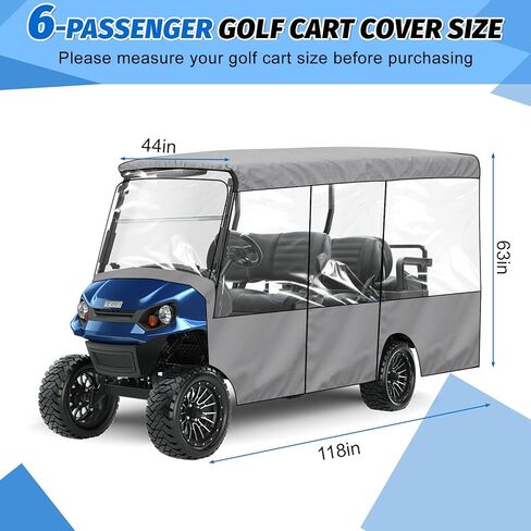 استبدال غطاء عربة الجولف لسيارة Yamaha Club Car EZGO 4+2/6 للركاب، قماش أكسفورد 420D مع نوافذ شفافة، سحابات للأبواب للحماية من غبار الشمس والثلوج (4+2/6 مقعد) in Kuwait