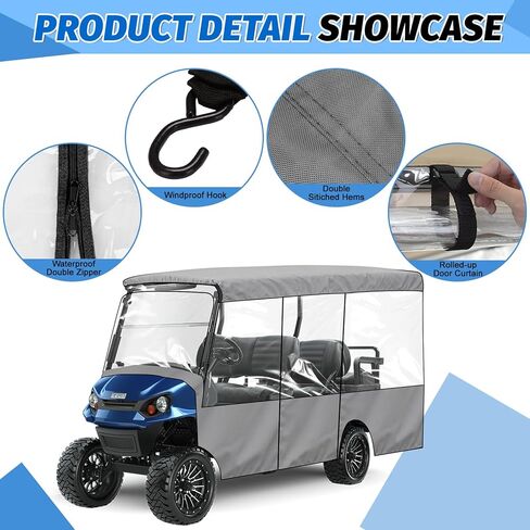 استبدال غطاء عربة الجولف لسيارة Yamaha Club Car EZGO 4+2/6 للركاب، قماش أكسفورد 420D مع نوافذ شفافة، سحابات للأبواب للحماية من غبار الشمس والثلوج (4+2/6 مقعد) in Kuwait