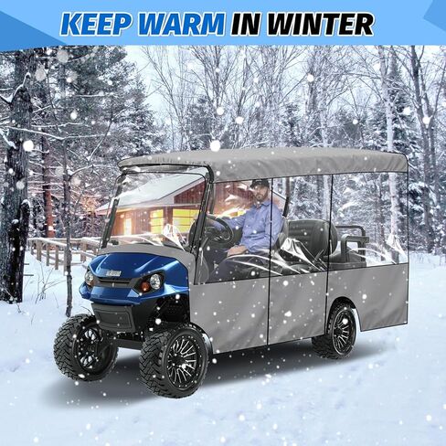 استبدال غطاء عربة الجولف لسيارة Yamaha Club Car EZGO 4+2/6 للركاب، قماش أكسفورد 420D مع نوافذ شفافة، سحابات للأبواب للحماية من غبار الشمس والثلوج (4+2/6 مقعد) in Saudi Arabia