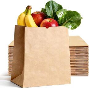 50 عبوة من أكياس هدايا ورق الكرافت، 58 رطلًا مقاس 14x10.5x6.5 بوصة أكياس ورقية بنية للبيع بالتجزئة، والحفلات، ومفضلات الزفاف، وتغليف الهدايا، إلخ. in Kuwait