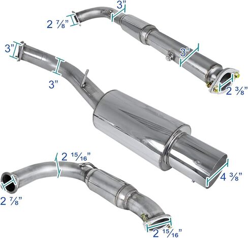 Spec-D Tuning Catback Exhaust System Stainless Steel Compatible with 1995-1999 Mitsubishi Eclipse GST 2.0L Turbo in Saudi Arabia