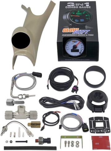 حزمة قياس الديزل GlowShift 3in1 المتوافقة مع Dodge Ram Cummins 1500 2500 3500 2003-2009 - 60 مم قرص أبيض 1500 F بيرومتر EGT مع تعزيز رقمي وقراءات درجة الحرارة - جراب عمود واحد رمادي داكن in Saudi Arabia