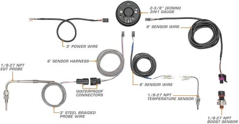 حزمة قياس الديزل GlowShift 3in1 المتوافقة مع Dodge Ram Cummins 1500 2500 3500 2003-2009 - 60 مم قرص أبيض 1500 F بيرومتر EGT مع تعزيز رقمي وقراءات درجة الحرارة - جراب عمود واحد رمادي داكن in Saudi Arabia