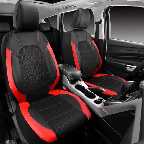 9 Pcs Seat Covers for Kia Picanto III 2017 2018 2019 2020 2021 2022 2023 2024 2025, Luxury Leather Car Seat Cover Waterproof Non-Slip All Weather Use Interior Accessories,Red in Saudi Arabia