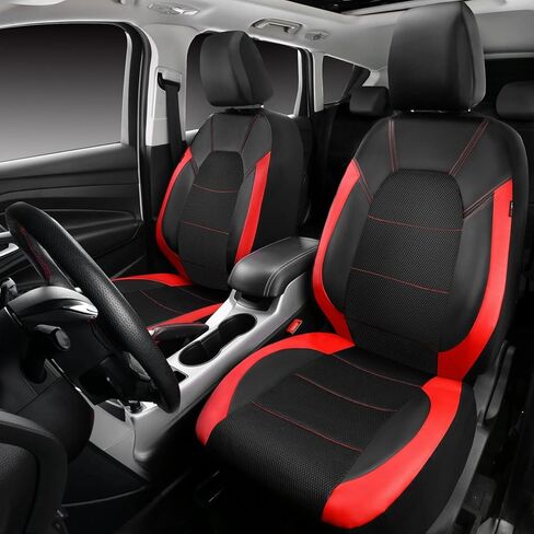 9 Pcs Seat Covers for Kia Picanto III 2017 2018 2019 2020 2021 2022 2023 2024 2025, Luxury Leather Car Seat Cover Waterproof Non-Slip All Weather Use Interior Accessories,Red in Saudi Arabia