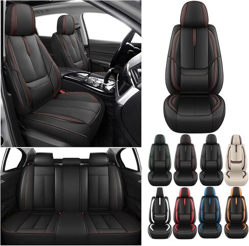 أغطية مقاعد السيارة YuCen مناسبة لسيارة Nissan Rogue 2010-2026 واقي مقعد جلدي مقاوم للماء وجيد التهوية، متوافق مع الوسادة الهوائية، سهل التركيب والتنظيف من الداخل التلقائي المتين (5 مقاعد، أسود وبني، ستاندرد) in Kuwait