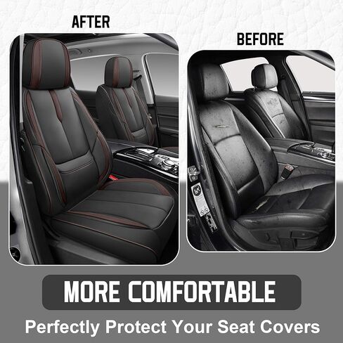أغطية مقاعد السيارة YuCen مناسبة لسيارة Nissan Rogue 2010-2026 واقي مقعد جلدي مقاوم للماء وجيد التهوية، متوافق مع الوسادة الهوائية، سهل التركيب والتنظيف من الداخل التلقائي المتين (5 مقاعد، أسود وبني، ستاندرد) in Kuwait