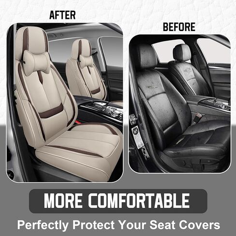 أغطية مقاعد السيارة YuCen مناسبة لسيارة Nissan Rogue 2010-2026 واقي مقعد جلدي مقاوم للماء وجيد التهوية، متوافق مع الوسادة الهوائية، سهل التركيب والتنظيف من الداخل التلقائي المتين (5 مقاعد، أسود وبني، ستاندرد) in Saudi Arabia