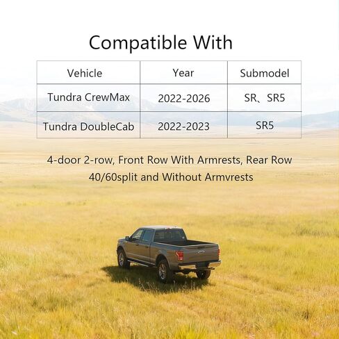 أغطية مقاعد مخصصة تناسب Toyota Tundra 2022 2023 2024 2025 2026 CrewMax/DoubleCab SR,SR5 - غطاء مقعد مموه من القماش المقاوم للماء مجموعة كاملة (تمويه القصب) in Saudi Arabia