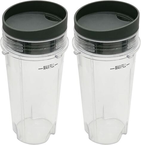 Replacement 16oz Cup with 3 tabs and lid Compatible with 600W NINJA BL100 30/BL102 30/BL101 30 or Ninja Kitchen System Pulse Blender : BL200 30/ BL201 30/BL201C 30 (3 tabs 16oz cup with spout lid) in Saudi Arabia