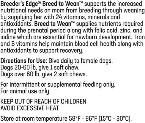 Breeder's Edge Breed to Wean Pre/Postnatal Vitamin for Cats/Small Dogs- 100 ct in Kuwait
