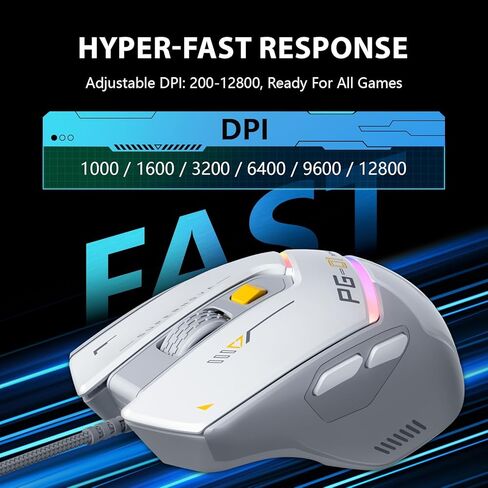 INPHIC IN9 Wireless Gaming Mouse, True Tri-Mode Bluetooth/Type-CWired/2.4G Wireless Mouse, 10000 DPl, Fully Programmable, RGB Backlit, Rechargeable Wireless Computer Mouse for Laptop PC Mac-White-Gray in Kuwait