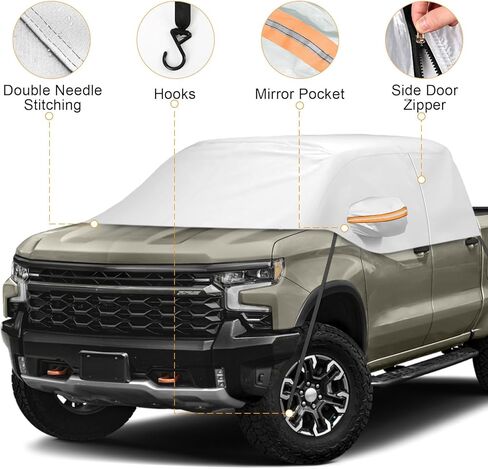 Car Cover for Full-Size Truck Crew Cab, Truck Cab Cooler Sunshade Roof Cover Compatible with Ford F-150, Chevy Silverado, Dodge Ram, GMC Sierra, Toyota Tundra, Nissan Titan, Gray in Saudi Arabia