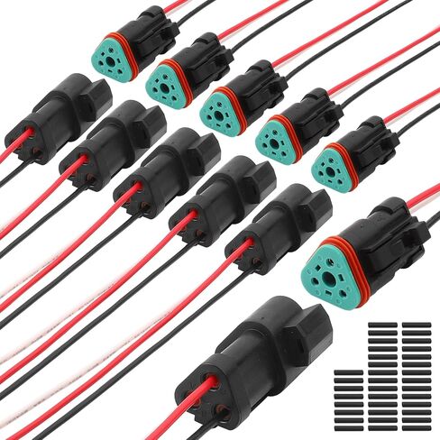 DT Connectors Waterproof, 18 AWG Automotive Electrical Connectors Male and Female Wire with Heat Shrink Tubing for Car, Truck, Boat (2 Pin 6 Kits) in Saudi Arabia