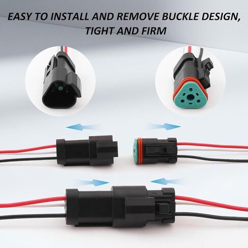 DT Connectors Waterproof, 18 AWG Automotive Electrical Connectors Male and Female Wire with Heat Shrink Tubing for Car, Truck, Boat (2 Pin 6 Kits) in Saudi Arabia