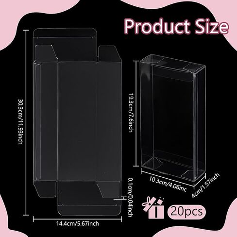 BENECREAT 10PCS Rectangle PVC Transparent Gift Boxes 6.8x4.7x1.2inch Clear Wedding Favour Boxes for Candy Chocolate, Mother's Day Festival Gift Packaging in Kuwait