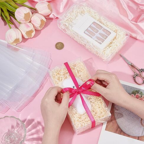 BENECREAT 10PCS Rectangle PVC Transparent Gift Boxes 6.8x4.7x1.2inch Clear Wedding Favour Boxes for Candy Chocolate, Mother's Day Festival Gift Packaging in Kuwait