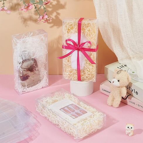 BENECREAT 10PCS Rectangle PVC Transparent Gift Boxes 6.8x4.7x1.2inch Clear Wedding Favour Boxes for Candy Chocolate, Mother's Day Festival Gift Packaging in Kuwait