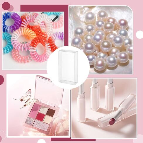 BENECREAT 10PCS Rectangle PVC Transparent Gift Boxes 6.8x4.7x1.2inch Clear Wedding Favour Boxes for Candy Chocolate, Mother's Day Festival Gift Packaging in Kuwait