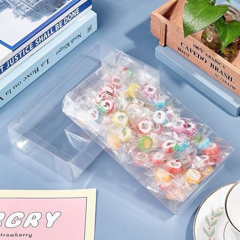 BENECREAT 10PCS Rectangle PVC Transparent Gift Boxes 6.8x4.7x1.2inch Clear Wedding Favour Boxes for Candy Chocolate, Mother's Day Festival Gift Packaging in Kuwait